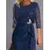 Women's Party Dress Lace Dress Cocktail Dress Midi Dress Navy Blue 3/4 Length Sleeve Pure Color Lace Spring Fall Winter Crew Neck Fashion Wedding Guest 2023 S M L XL XXL 3XL