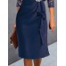 Women's Party Dress Lace Dress Cocktail Dress Midi Dress Navy Blue 3/4 Length Sleeve Pure Color Lace Spring Fall Winter Crew Neck Fashion Wedding Guest 2023 S M L XL XXL 3XL