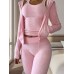 Women's Flannel Lounge Sets Sweasuits 3 Pieces Pure Color Warm Fashion Plush Home Daily BedWarm Breathable Hoodie Long Sleeve Hoodie Pant Fall Winter claret Lotus Pink