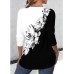 Women's T shirt Tee Floral Black Pink Blue Print Long Sleeve Casual Holiday Fashion V Neck Regular Fit Spring &Fall