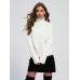 Women's Pullover Sweater Jumper Turtleneck Ribbed Knit Button Knitted Regular Work Daily Going out Fashion Casual Soft Long Sleeve Solid Color Beige S M L