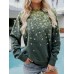 Women's Plus Size Hoodie Sweatshirt Pullover Graphic Geometric Abstract Vintage White Blue Dark Green Oversized Round Neck Long Sleeve Micro-elastic Fall & Winter