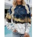 Women's Plus Size Hoodie Sweatshirt Pullover Graphic Geometric Abstract Vintage White Blue Dark Green Oversized Round Neck Long Sleeve Micro-elastic Fall & Winter