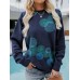 Women's Plus Size Hoodie Sweatshirt Pullover Graphic Geometric Abstract Vintage White Blue Dark Green Oversized Round Neck Long Sleeve Micro-elastic Fall & Winter